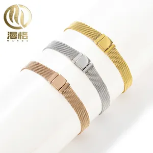 7mm wide stainless steel bracelet with soft mesh for ladies bracelet can add decorative accessories simple mesh bracelet