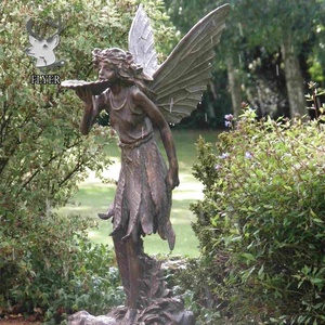 Estatua de Ángel Hada de Bronce Fundido a Mano de Estilo Antiguo, Escultura Metálica de Tamaño Real para Decoración de Exteriores de Villas - Product Image 3