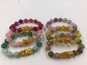 3D Hard Pure <b>Gold</b> Transfer <b>Beads</b> Pixiu Agate <b>Bracelet</b> Male Lucky Color Change Pixiu Stone <b>Bracelet</b> - Product Image 2