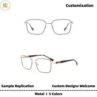 Gafas Ópticas Metálicas de Estilo Clásico de Alta Gama Personalizables, Monturas de Gafas Rectangulares Duraderas de Aro Completo para Uso Diario OEM/ODM