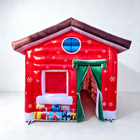 Maison de Noël gonflable géante - Décoration de jardin éclairée par LED avec souffleur