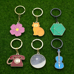 Lote de Llaveros Esmaltados Adorables: Flor, Gato, Teléfono Retro, <span class=keywords><strong>Violín</strong></span> para Accesorios Diarios y Regalos - Product Image 1