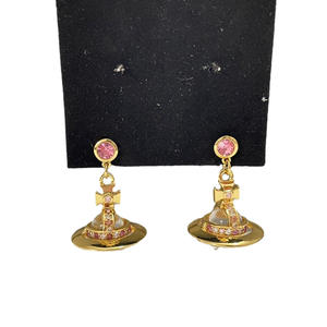 Boucles d'oreilles tendance Empress Dowager Orb UFO Saturne, design de niche, diamants colorés, accessoires d'oreille pour femme - Product Image 5