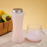 Bouteille de boisson en PET de forme spéciale, calibre 52, transparente, vide, avec couvercle métallique, impression personnalisée pour smoothies et jus