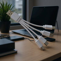 Kabel Pengisian Daya Empat-dalam-Satu Tipe C 12cm, Kabel Pengisian Baterai, Kabel Data USB