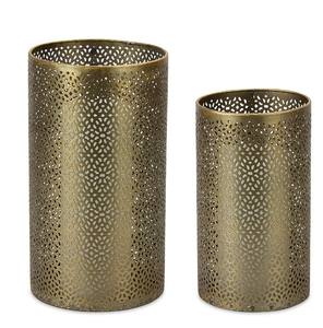 Ensemble de bougeoirs dorés perforés de qualité supérieure, style antique, en métal artisanal, pour la décoration. - Product Image 6