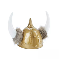 Casque de guerrier viking lumineux à LED, très populaire, avec chapeau doré et cornes clignotantes rouges et bleues, pour costume d'Halloween, autonomie de plus de 20 heures
