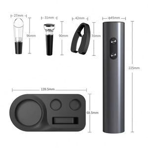 Ensemble ouvre-bouteille électrique personnalisé à piles avec coupe-capsule, bouchon de vin sous vide, verseur et base de rangement - Product Image 2