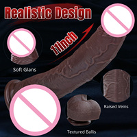 Delove Énorme Pénis Noir Masturbateurs Sex Toy Produit Adulte Femme Liquide Silicone Caoutchouc Dick Réaliste Gros Gode pour Femmes Hommes