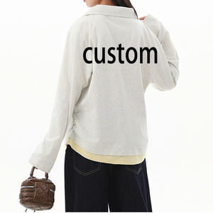 Camiseta de manga larga con diseño en capas para niñas, talla grande, holgada, con cuello tipo polo, para adolescentes y niños. - Product Image 5