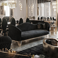 Zeitgenössisches Hochwertiges Samt-Sofa mit Metallgestell in Gewerbequalität für Hotel-Lobby, Veranstaltungen, Bankette und Villenprojekte