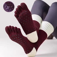 Chaussettes de yoga en coton mélangé de haute qualité pour femmes, antidérapantes, à 5 doigts, pour le sport, le fitness, le pilates en intérieur