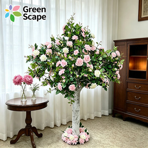 Vente en gros de roses artificielles en soie, pivoines, cerisiers en fleurs, décorations de table blanches pour mariage - Product Image 1