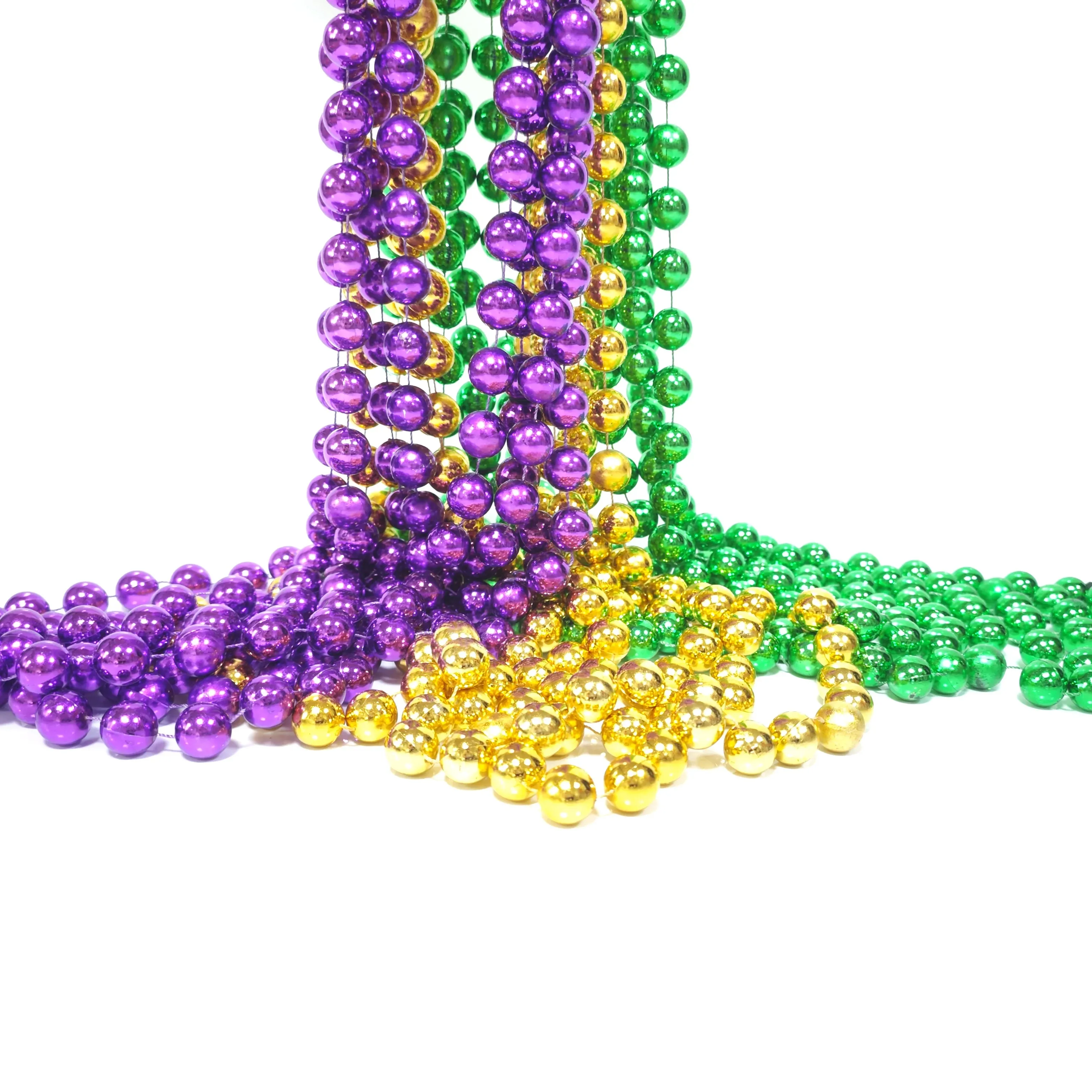Ucuz fiyat 10,12,14,18,22mm Mardi Beads boncuk toplu mor yeşil altın boncuklu kolye Mardi Mardi atmak