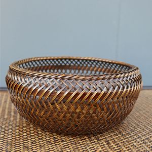 <b>Bamboo</b> Woven Storage <b>Basket</b> Round Handmade For Kitchen Food Use - Product Image 2