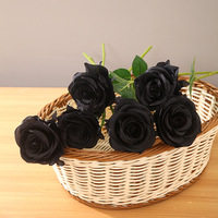 Rose noire pour la décoration de la maison fleurs artificielles rose Halloween noël mariage fleur rose noire