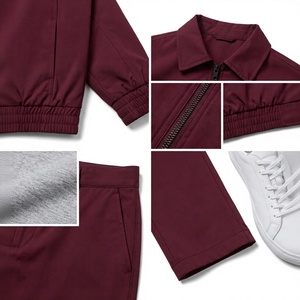 Conjunto Deportivo para Hombre Color Granate, Traje Deportivo Informal con Cierre y Bolsillos Laterales, Corte Regular, para Otoño - Product Image 4