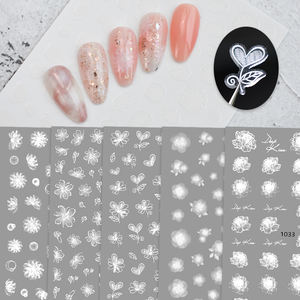 Joyful-pegatinas 3d para <span class=keywords><strong>uñas</strong></span>, decoración artística de <span class=keywords><strong>uñas</strong></span>, flores blancas, corazón, <span class=keywords><strong>margaritas</strong></span> - Product Image 2