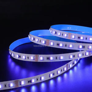 Vente chaude 2025 DC 24V 14w/m 12mm 60Leds/m RGB+WH WW Smart 5050 Bande lumineuse LED flexible 4 en 1 Couleur cuivre Changement de couleur pour chambre à coucher - Product Image 4