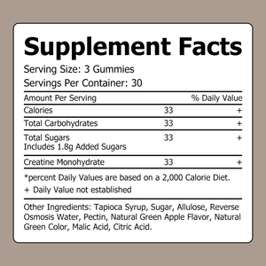 Top Quality Creatine Monohydrate Gummies Pure Creatine Gummies for Adults Muscle Building <b>Supplements</b> Sour Green Apple Taste - Product Image 2