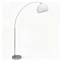 Moderne Bogenstandleuchte, Chrom-Silberne Angelruten-Stehlampe mit Weißem Kuppelschirm für Wohnzimmer Sofa-Seite Heim-Dekoration