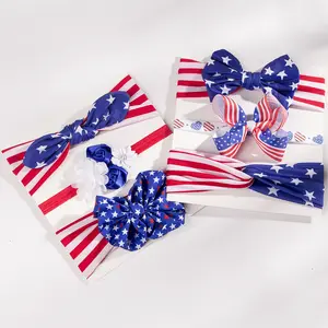 USA Independence Day Hair Accessories 3 pcs 4th Of July Kids Patriotic Headbands Twisted Knotted Headband Set