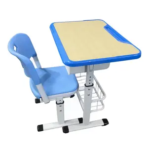 700*500 Manufacturer Adjustable Height Institution College School Furniture Single Student Desk Chair Set In China