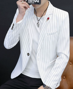 Giacca da uomo autunno giacca da uomo a righe con colletto con risvolto sottile Casual giacca sottile <span class=keywords><strong>per</strong></span> uomo - Product Image 2