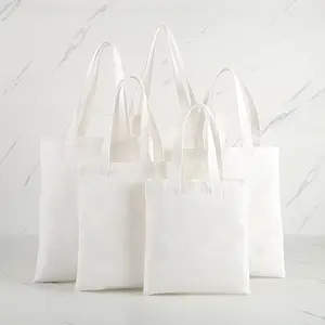 Wholesale Custom Eco 12 OZ Plain White Cotton Heavy Canvas Tote Bag With Custom Logo Printed Shopping