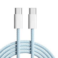 Cable de Datos USB de Nailon Trenzado de Alta Calidad de 60 W con Doble Tipo-C PD para Carga Rápida y Transferencia de Datos para iPhone