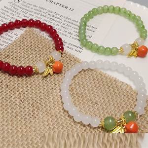 Trendy Style Chinese Colorful <b>Beaded</b> <b>Bracelets</b> for Women Girl Bamboo Leaf Charm <b>Bracelet</b> Crystal Gemstone Beads <b>Bracelet</b> - Product Image 2