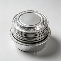 Conteneur rond en aluminium épais de 9 pouces, jetable, avec couvercle, pour la restauration à emporter, logo personnalisé, vente en gros