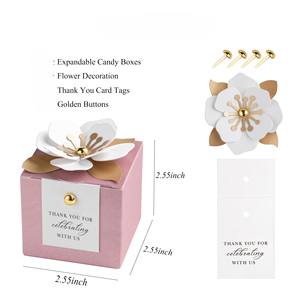 Scatole Portaconfetti <span class=keywords><strong>Rosa</strong></span> Antico con Decorazioni Floreali, Etichette di Ringraziamento Bianche per Confezioni Regalo per Matrimoni, Compleanni, Baby Shower, Decorazioni per Feste - Product Image 3