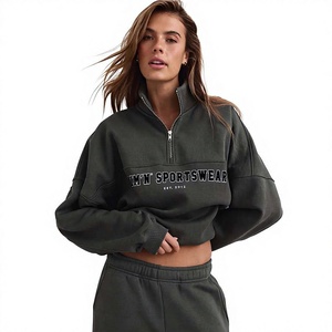Sudadera de mujer personalizada con media cremallera - Jersey con cremallera corta, corte holgado, logotipo/diseño personalizado, top informal estilo streetwear - Product Image 1