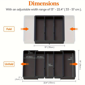 Expandable Kitchen Drawer Organizer With Compartments For Cutlery Storage Home Use Rectangular Solid Color Standing Type - Product Image 4