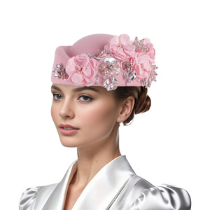 Chapeau Turban Vintage en Feutre pour Femme, Fascinator de Cérémonie avec Fleur, Béret Doux pour Dames, Idéal pour Fête et Chapeau d'Hôtesse de l'Air - Product Image 2