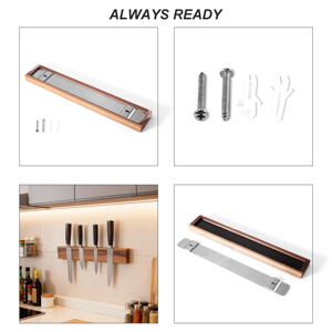 <span class=keywords><strong>Porte</strong></span>-couteaux magnétique en bois de noyer magnétique puissant de luxe personnalisé pour mur - Product Image 5