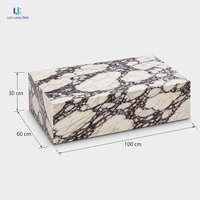 Table basse en marbre Luca Calacatta Viola |   Bloc rectangulaire en pierre naturelle polie, style moderne et luxueux, pour salon, villa, sur mesure