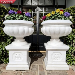 YOUFINE Jardinière classique en marbre personnalisable de grande taille, sculpture européenne, pot à fleurs de jardin avec décoration paysagère extérieure - Product Image 4