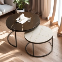 Table basse 2 pièces en direct d'usine pour salon, style moderne, base en métal doré, maison, bureau, hôtel