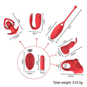 7 in 1 BDSM 진동기 세트 음핵 항문 링 원격 제어 총알 충전식 다중 부착 섹스 토이 남성과 여성을위한 SM 키트 - Product Image 3