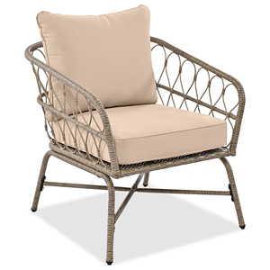 Ensemble de salon de jardin d'inspiration bohème pour 4 personnes avec coussins amovibles, ensemble de conversation pour patio avec plateau en bois, beige - Product Image 5