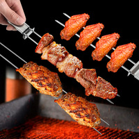 Fourchettes de barbecue semi-automatiques à double tête en acier inoxydable pour fabricants, outils de barbecue d'extérieur portables