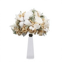 Bouquet de Mariée Personnalisé Nouveau Design Vente en Gros Usine Couleur Blanche Roses Gypsophiles Naturelles Préservées Véritables Plantes Florales