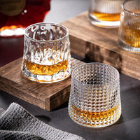 Verre à whisky double paroi de luxe Sunyo, fait main, en cristal sans plomb, style vintage, à motifs côtelés et embossés