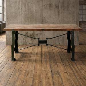 Industrial & Vintage Cast Iron & Solid Wood <b>Foldable</b> <b>Dining</b> <b>Table</b> for Apartment & Hotel Use 6-Seater - Product Image 2