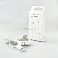 Kabel pengisi daya USB 2 in 1 Cepat asli kualitas tinggi untuk tipe-c untuk iphone 1m 3 kaki kabel pengisi daya putih