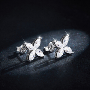 อุปกรณ์ทำเครื่องประดับทรงมาร์คีส์สำหรับแฟชั่นทุกประเภท ต่างหูผู้ชายโมอิสซาไนต์สีเงิน - Product Image 2