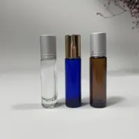 Rodillo de cristal personalizado para perfume, botella con bola de metal, color ámbar azul claro, 10ml, precio al por mayor