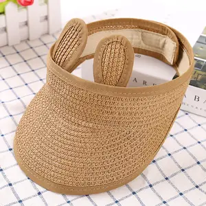 Chapeau de soleil pour bébé <span class=keywords><strong>en</strong></span> paille de <span class=keywords><strong>papier</strong></span> avec visière pour enfants, filles et garçons, avec de jolies oreilles de <span class=keywords><strong>lapin</strong></span> - Product Image 1